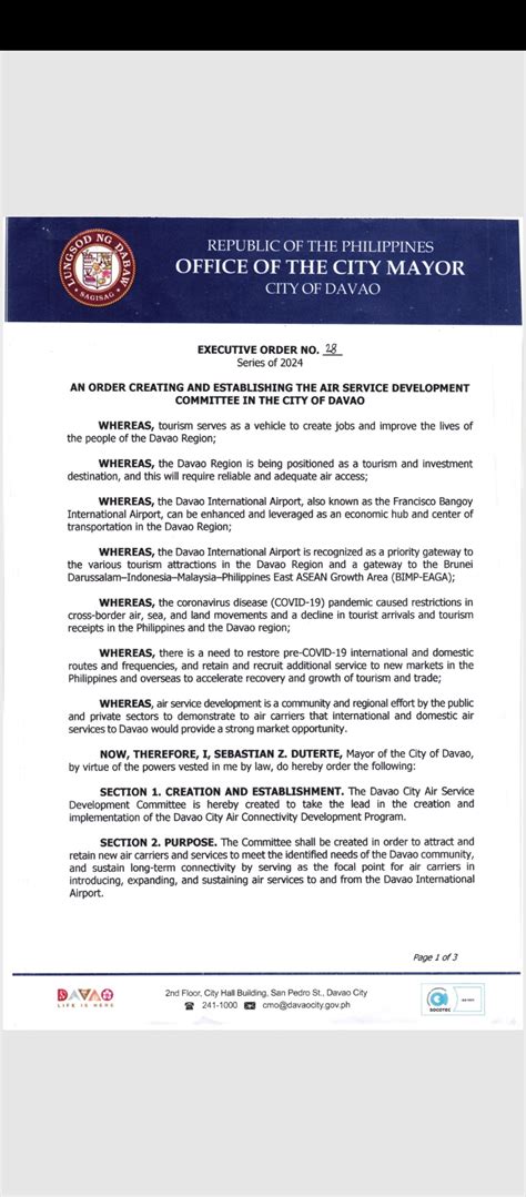 occupational permit.davaocity.gov.ph|City gov’t creates Air Service Development Committee.